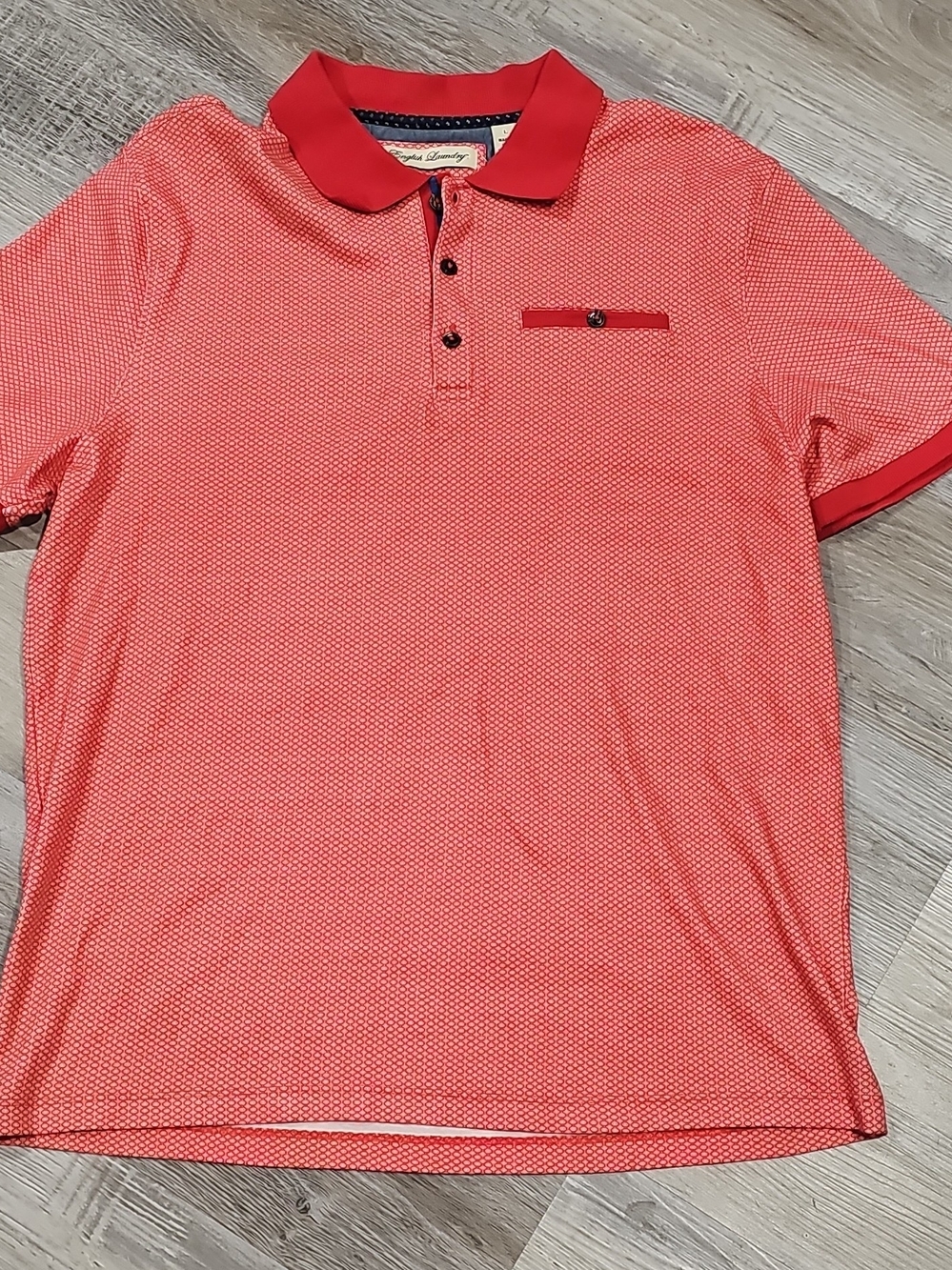English Laundry Red Micro-Pattern Polo Shirt L
